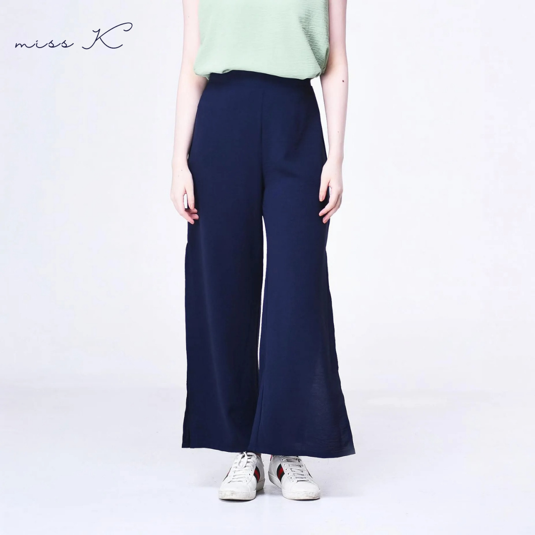 Sabrina Slacks - Pants with Side Slit and Back Garter