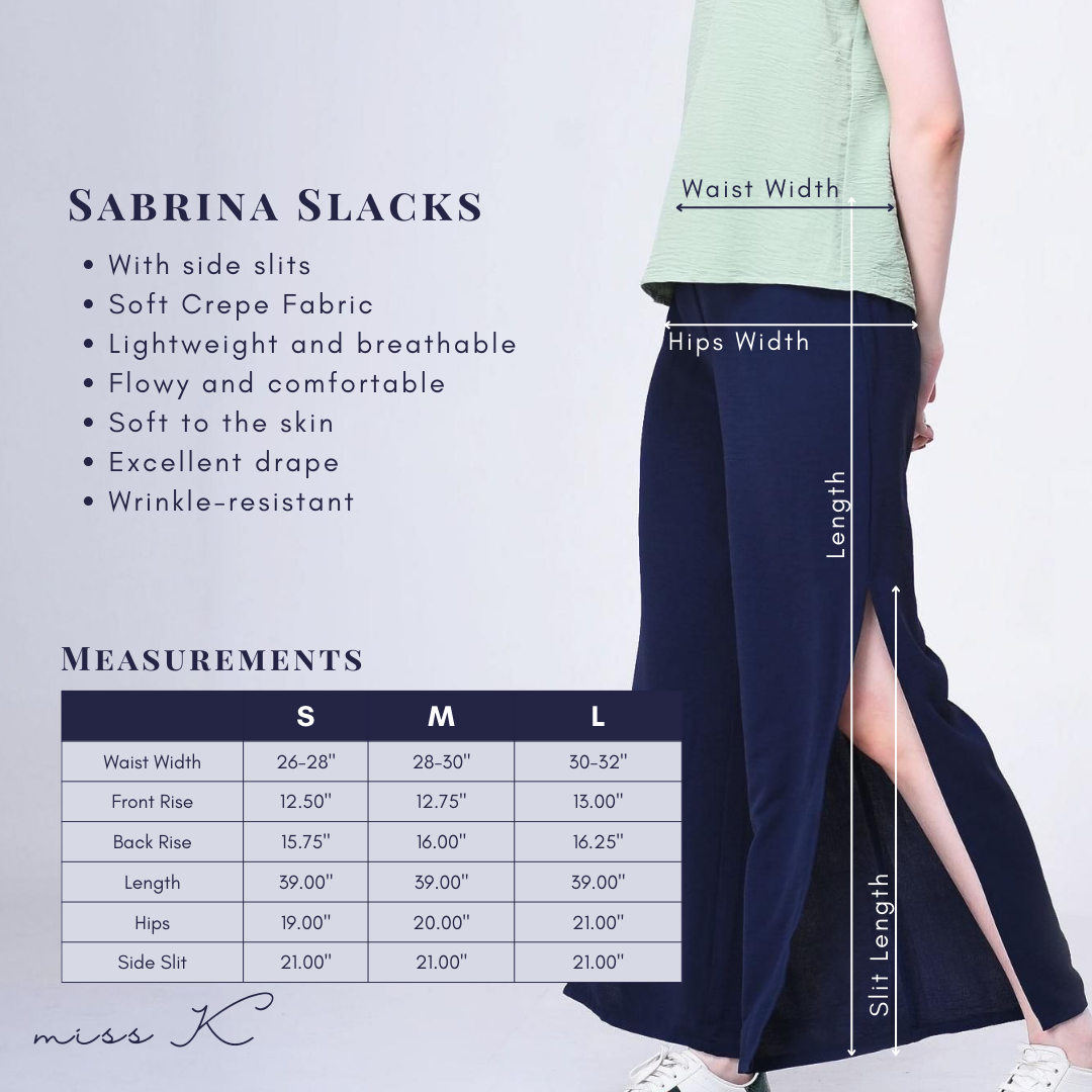 Sabrina Slacks - Pants with Side Slit and Back Garter
