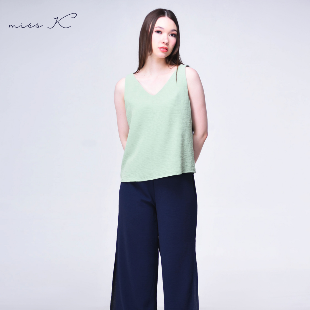 Sienna Top - V Neck Blouse with Tie Back Ribbon