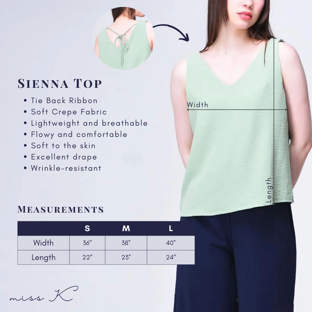 Sienna Top - V Neck Blouse with Tie Back Ribbon