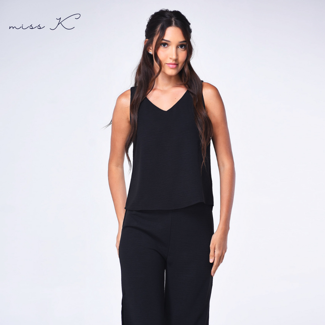 Sienna Top - V Neck Blouse with Tie Back Ribbon