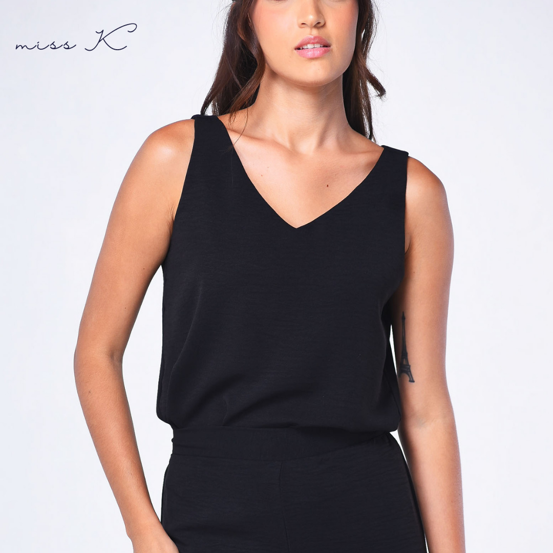 Sienna Top - V Neck Blouse with Tie Back Ribbon