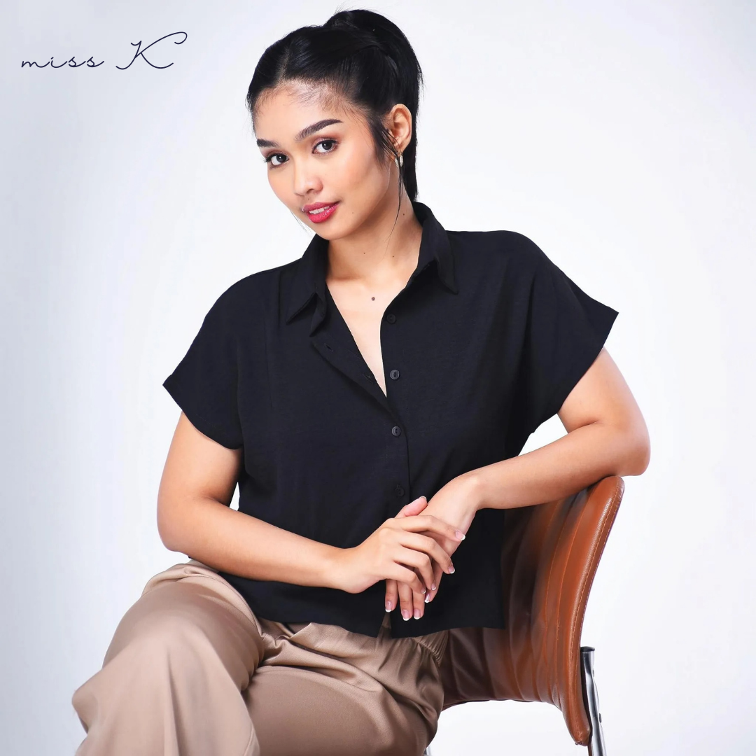 Skylar Button Up - Extended Sleeve Polo Blouse