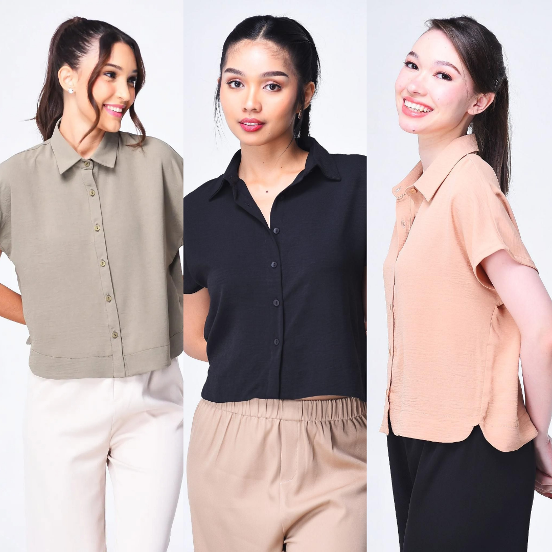 Skylar Button Up - Extended Sleeve Polo Blouse