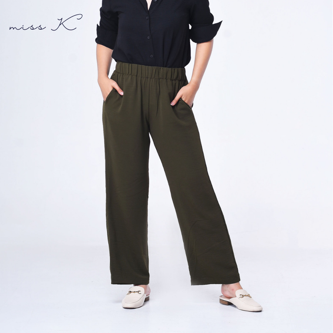Amara Pants - Full Garter Straight Loose Pants with Pockets