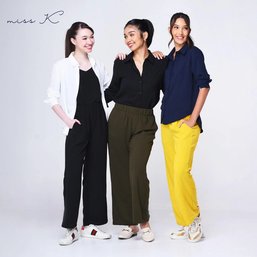 Amara Pants - Full Garter Straight Loose Pants with Pockets