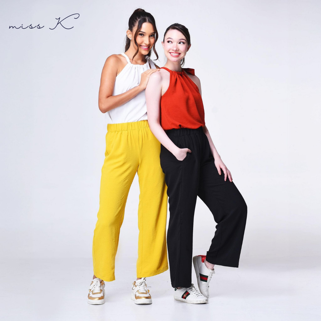 Amara Pants - Full Garter Straight Loose Pants with Pockets