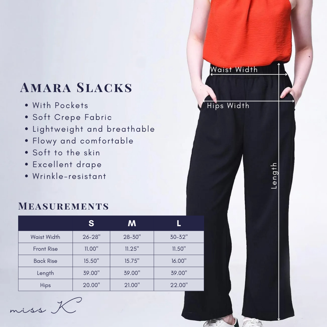 Amara Pants - Full Garter Straight Loose Pants with Pockets