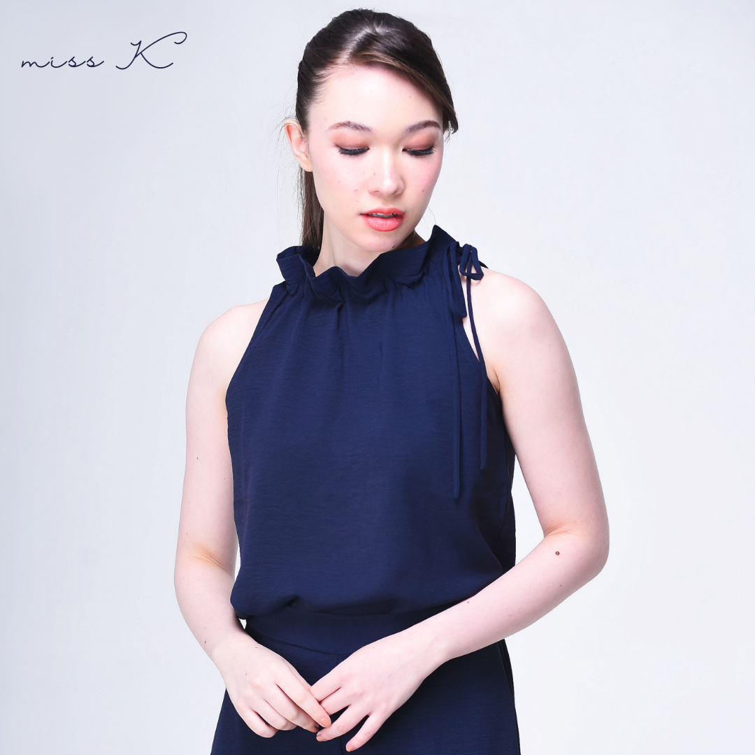 Bella Top - Haltered Blouse with Neck Ruffle