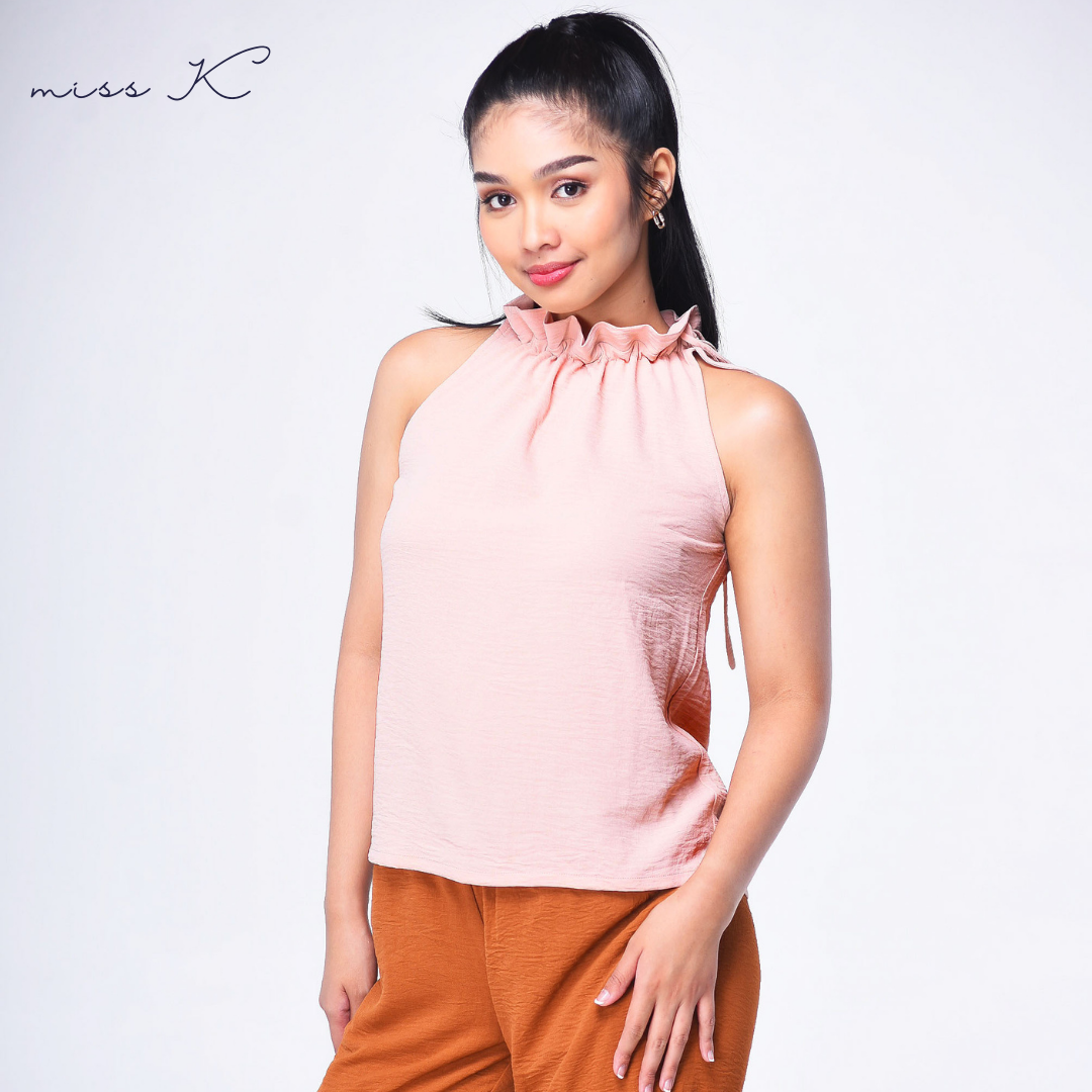 Bella Top - Haltered Blouse with Neck Ruffle