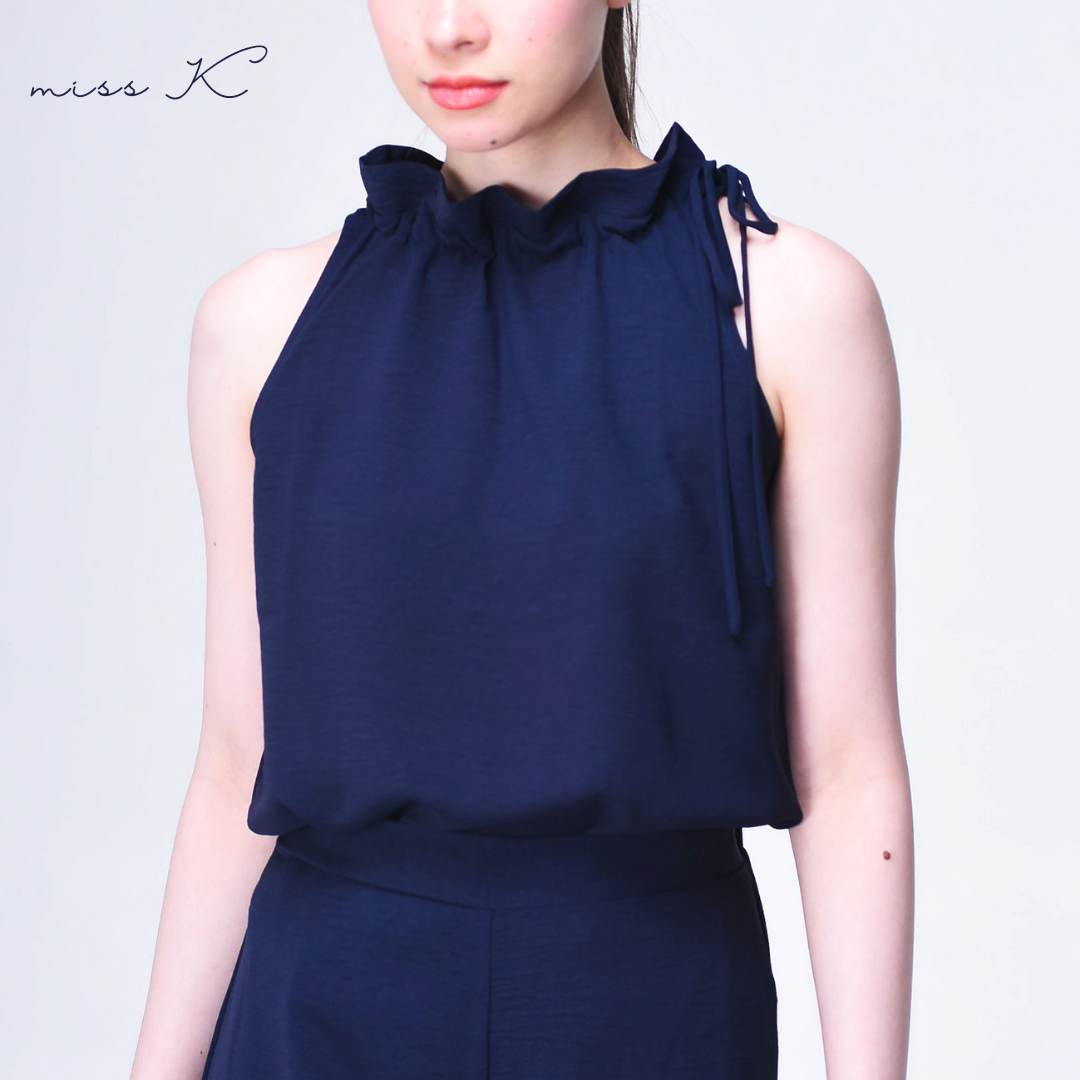 Bella Top - Haltered Blouse with Neck Ruffle
