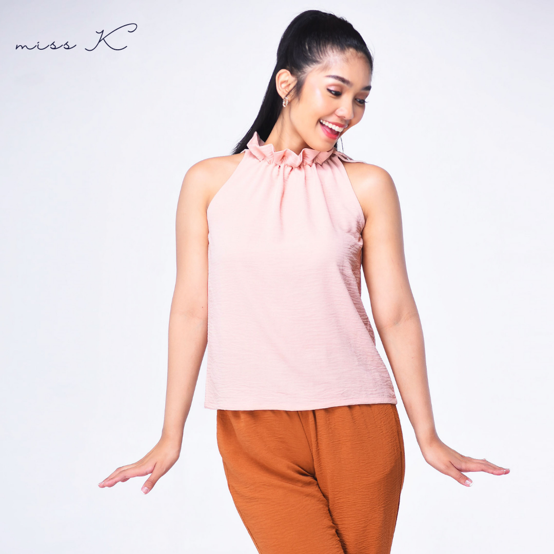 Bella Top - Haltered Blouse with Neck Ruffle