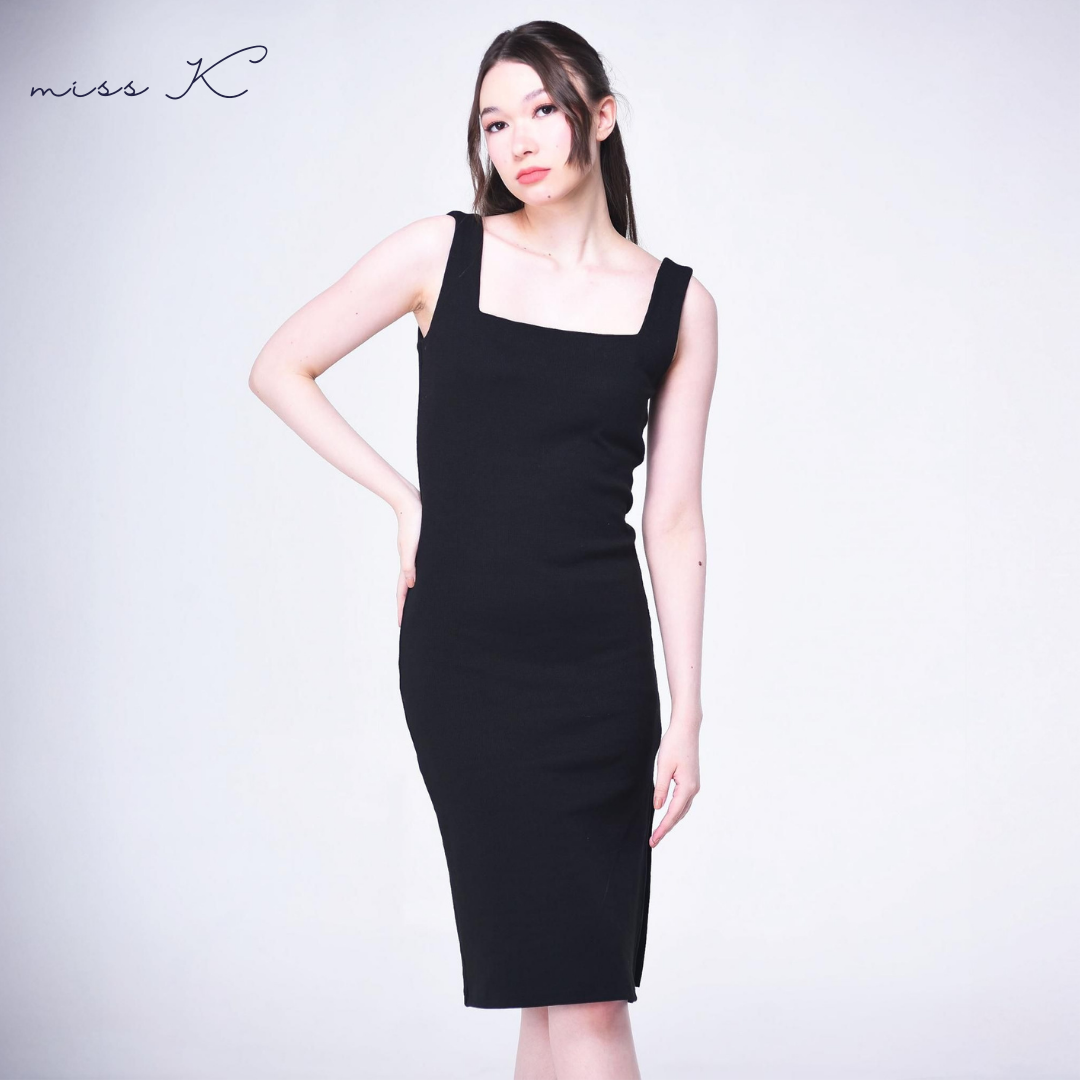 Eleanor Dress - Square Neck Dress with Side Slit