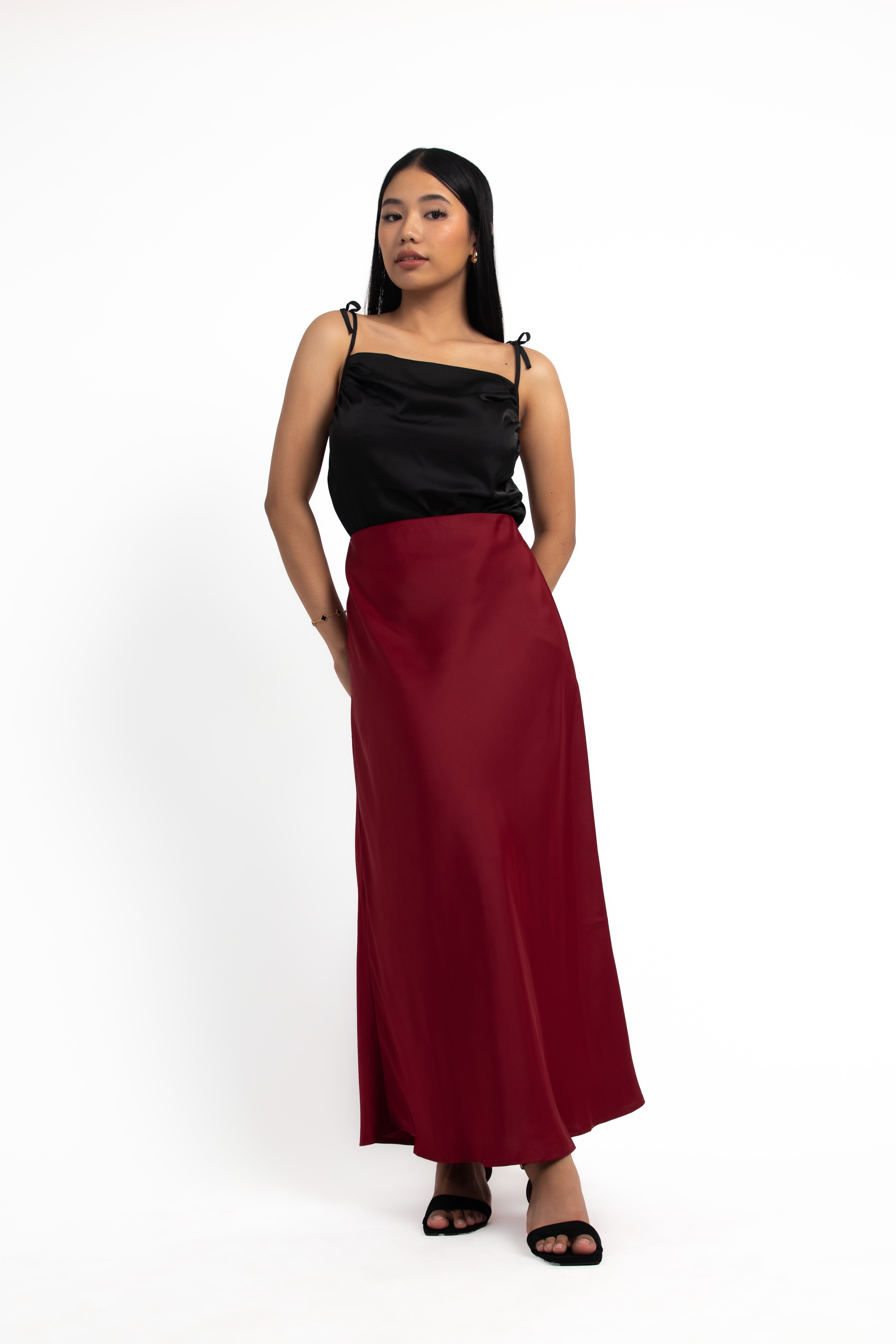 スカート OLD CELINE PLEETS SKIRT Macadam 42 RED arcadeshops.com-