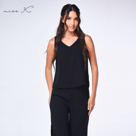 Sienna Top - V Neck Blouse with Tie Back Ribbon
